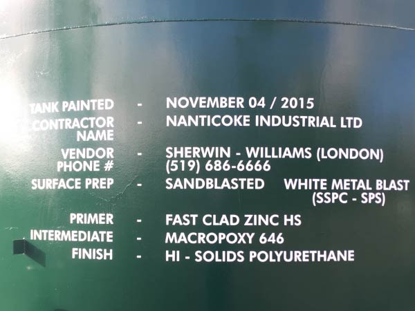 Petrochemical Tank Paint Specs